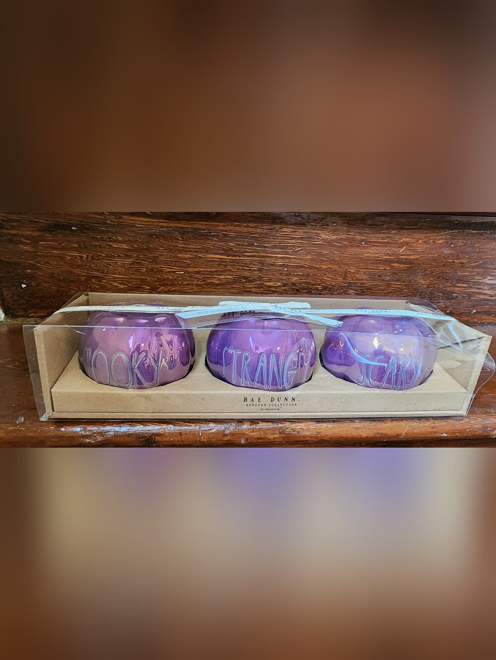 Rae Dunn Purple Ceramic Orb Trio - Glossy Purple Decorative Set